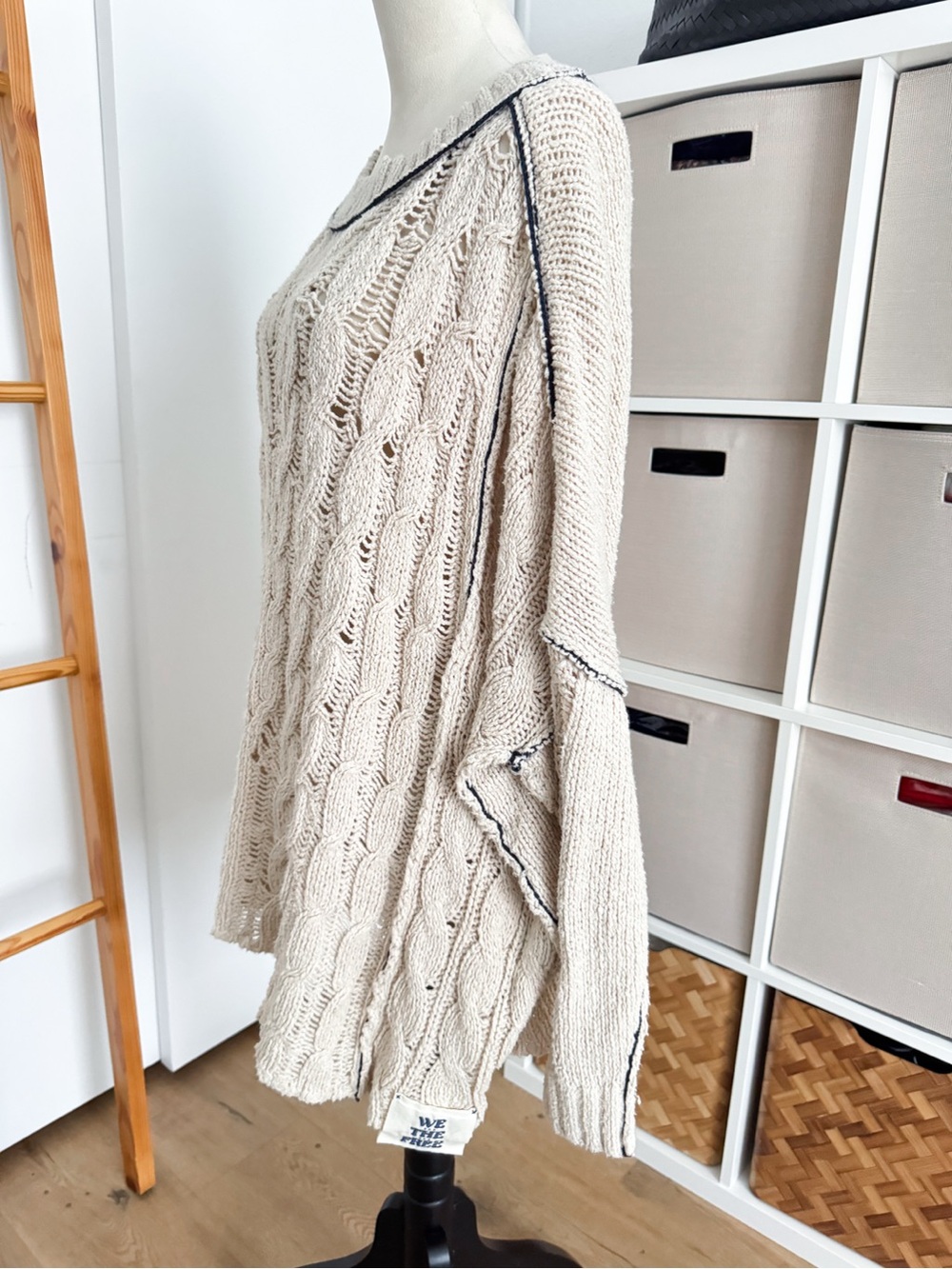 Free People We The Free Morgan Cable Pullover Sweater Cream - Picture 7 of 16